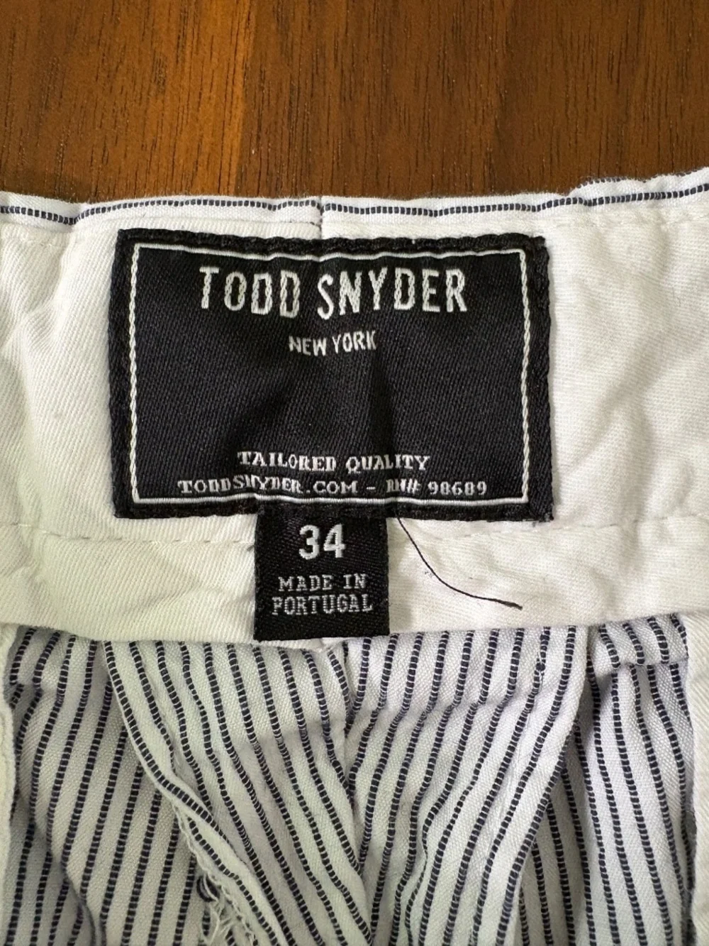 Todd Snyder White/Navy Pinstripe Seersucker Slacks Mens 34